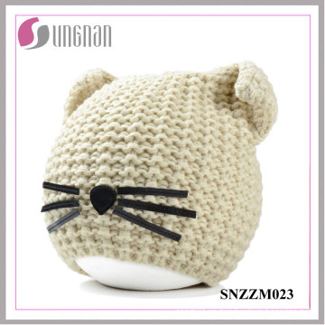 Casco hecho punto creativo caliente 2016 de las lanas del sombrero del oído del gato del invierno (SNZZM023)